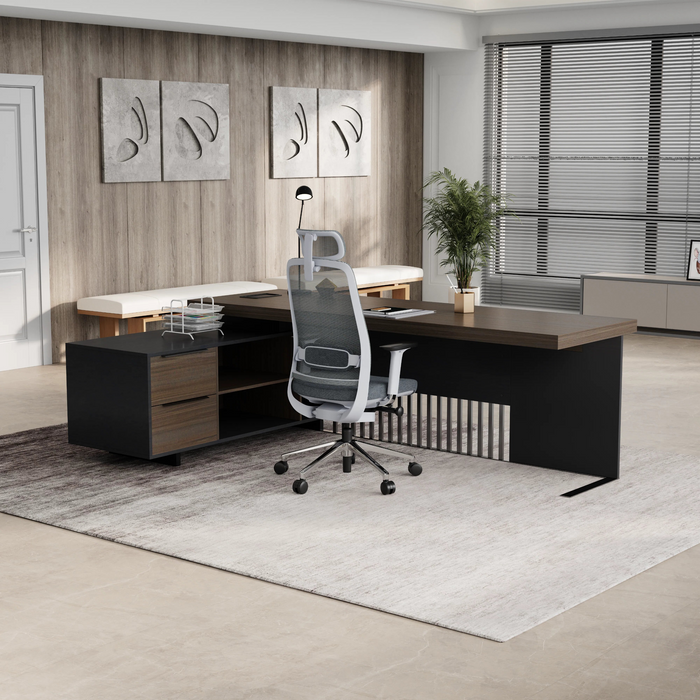 Cecilia 95" L-shaped Executive Desk | AF Essence Tribeca WX-N2802