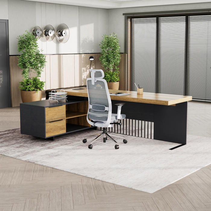 Cecilia 95" L-shaped Executive Desk | AF Essence Tribeca WX-N2802