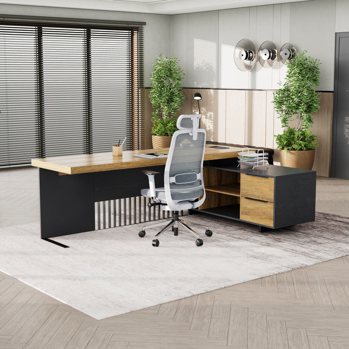 Cecilia 95" L-shaped Executive Desk | AF Essence Tribeca WX-N2802