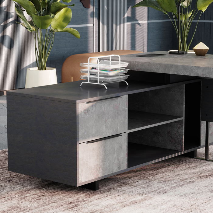 Cecilia 95" L-shaped Executive Desk | AF Essence Tribeca WX-N2802