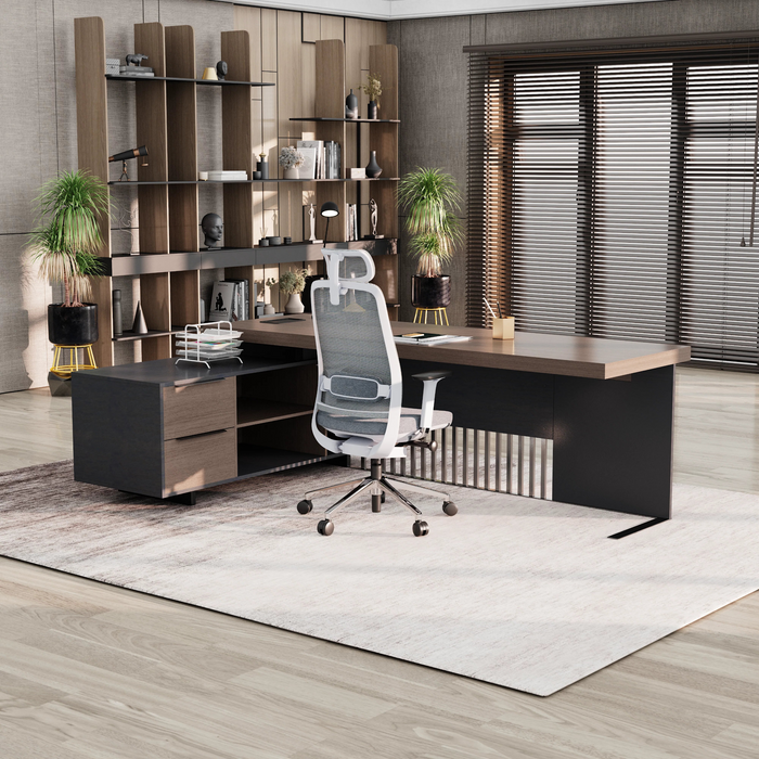 Cecilia 95" L-shaped Executive Desk | AF Essence Tribeca WX-N2802