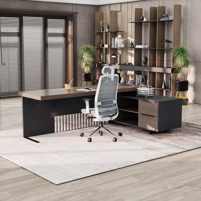 Cecilia 95" L-shaped Executive Desk | AF Essence Tribeca WX-N2802