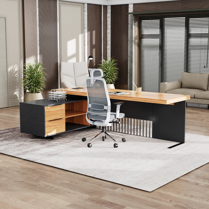 Cecilia 95" L-shaped Executive Desk | AF Essence Tribeca WX-N2802