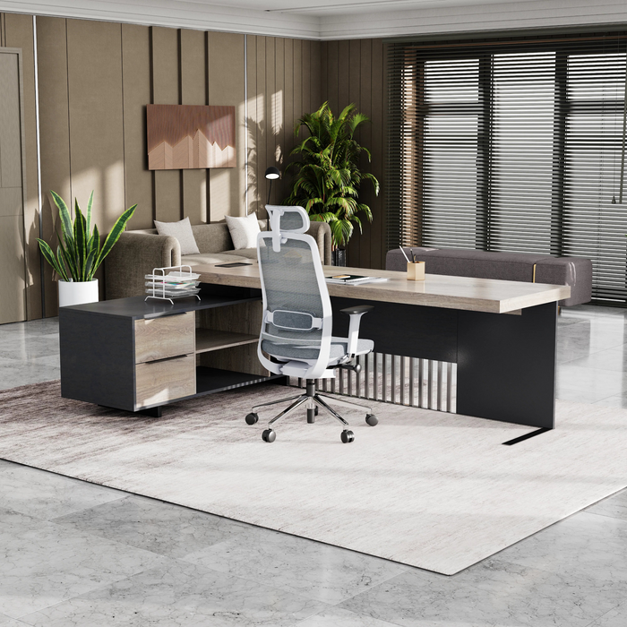 Cecilia 95" L-shaped Executive Desk | AF Essence Tribeca WX-N2802