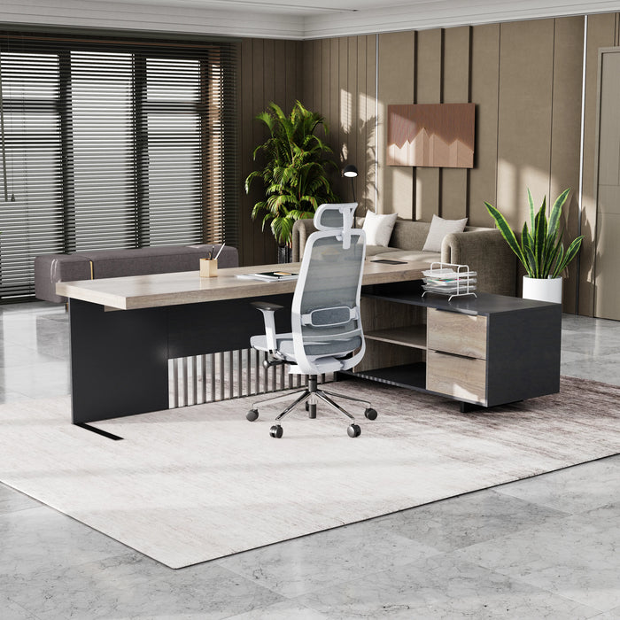 Cecilia 95" L-shaped Executive Desk | AF Essence Tribeca WX-N2802