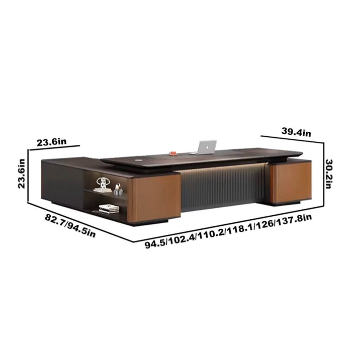 Charles 95-138" Brown L-shaped Executive Desk | AF Royal Knight LY-QS-02