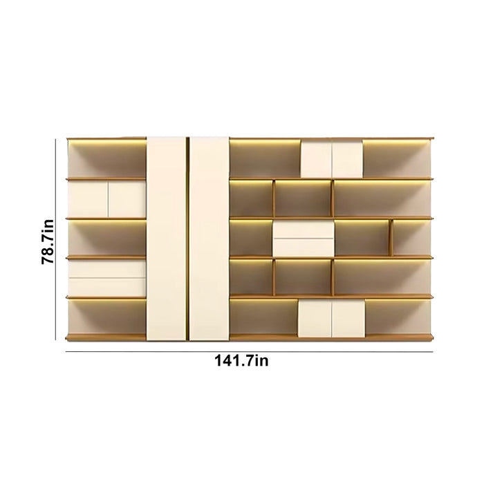 Chris 110-141" Beige Library Wall Shelving Unit | AF Legend Zeus JY-GLMB01-5