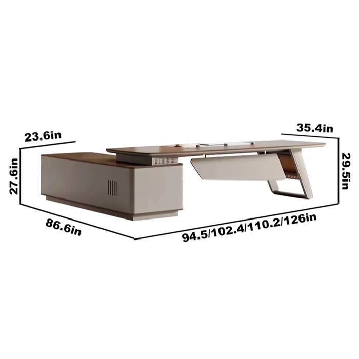 Claude 95-126" Beige L-shaped Executive Desk | AF Forest Monteverde JM-Y1505