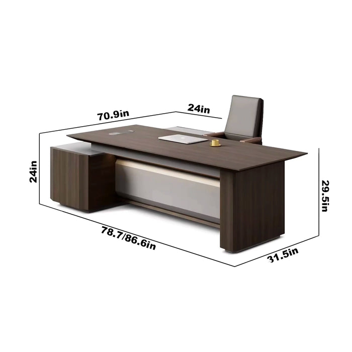 Corp 78-87" Brown L-shaped Executive Desk | AF Legend Poseidon JY-SDA03