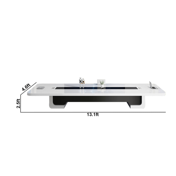 Arcadia Modern High Quality 7 to 16ft Shadow Pearl Conference Table for Meeting Rooms and Boardrooms with Cable Management