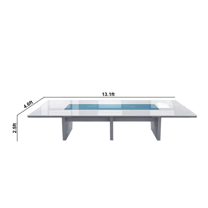 Arcadia Modern High Quality 6 to 16ft Ocean White Conference Table for Meeting Rooms and Boardrooms with Cable Management