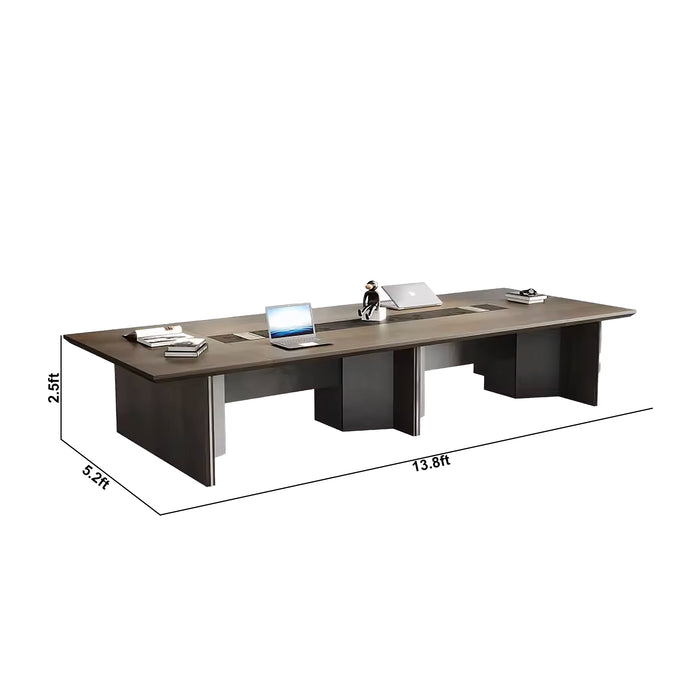 Arcadia High-end High Quality 13ft Smoky Chestnut Conference Table for Meeting Rooms and Boardrooms with Cable Management