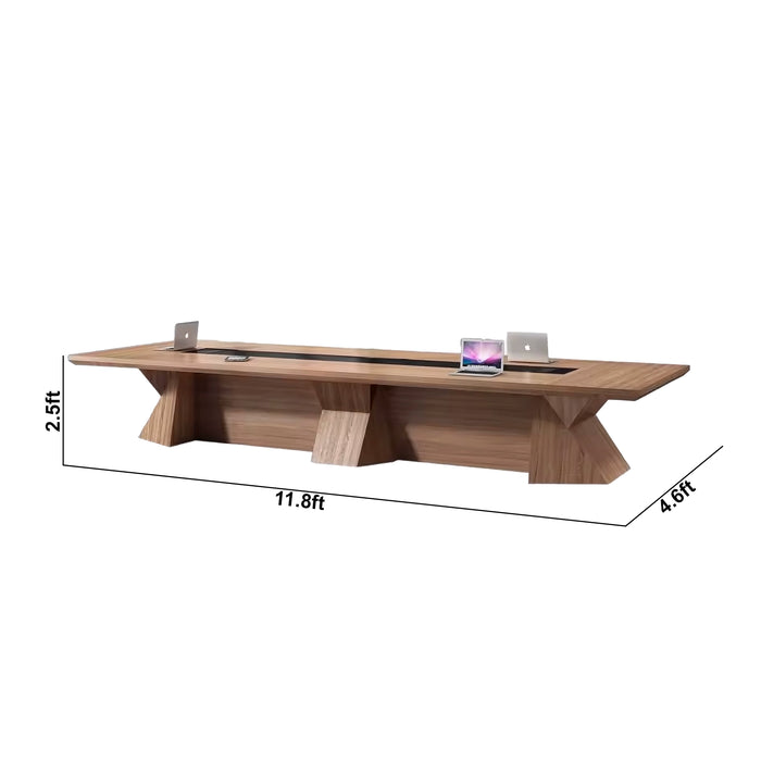 Arcadia High-end High Quality 11ft Brownstone Noir Conference Table for Meeting Rooms and Boardrooms with Cable Management