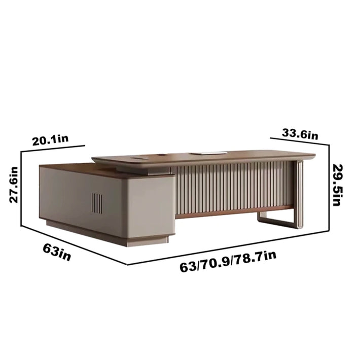 Denis 63-79" Beige L-shaped Executive Desk | AF Forest Monteverde JM-Y1503