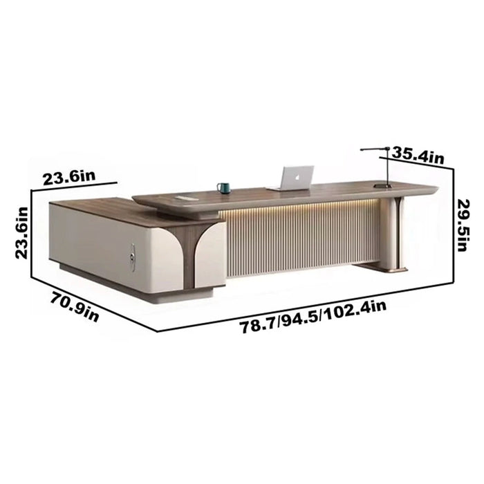 Dion 79-118" Beige L-shaped Executive Desk | AF Legend Athena LY-GH-06