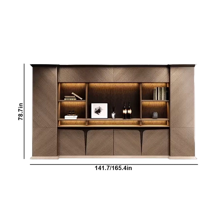 Edward 142-166" Beige Library Wall Shelving Unit | AF Royal Luxury LY-TES-B005