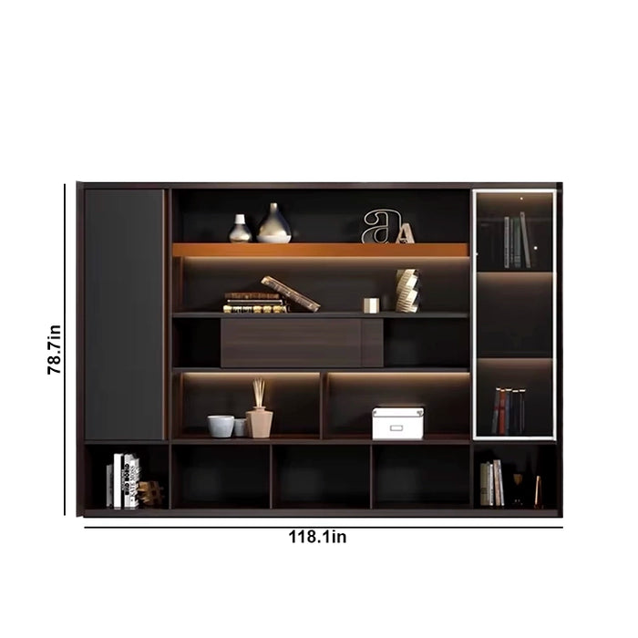 Elizabeth 95-150" Brown Library Wall Shelving Unit | AF Royal Knight LY-QS03-5