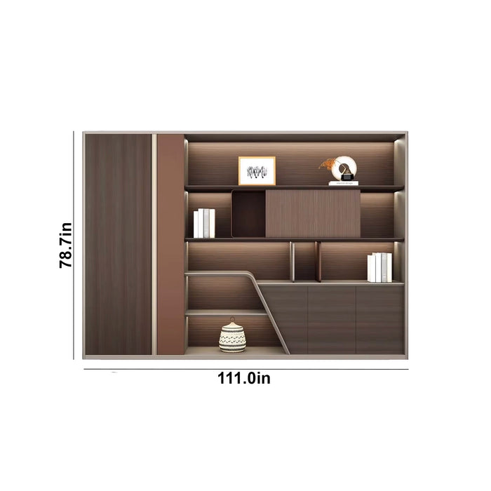 Erika 97-157" Brown Library Wall Shelving Unit | AF Legend Demeter JY-ZY-33