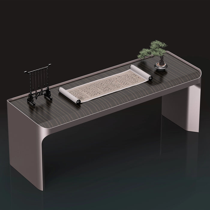 Arcadia 高端优质 7 英尺金属银色会议桌，适用于紧凑型会议室和董事会议室