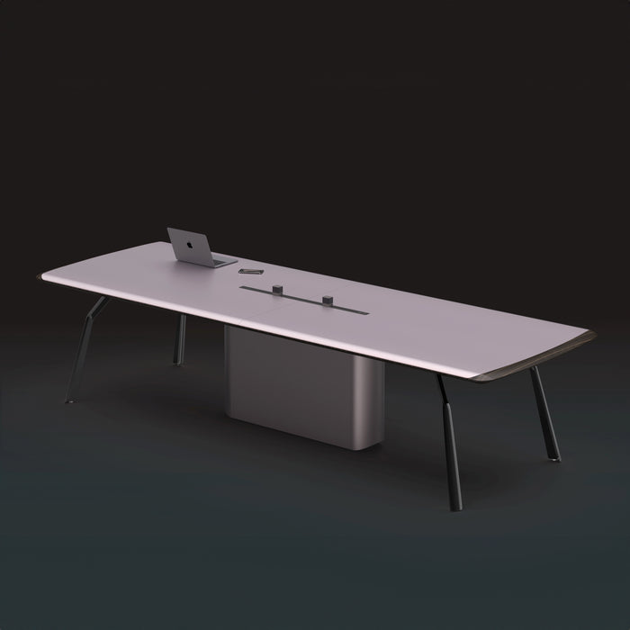 Arcadia 高端优质 7 至 12 英尺金属银色会议桌，适用于会议室和董事会议室，带充电功能