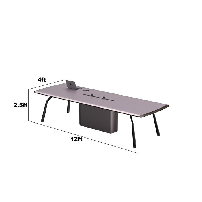 Arcadia High-end High Quality 7 to 12ft Metallic Sliver Conference Table for Meeting Rooms and Boardrooms with Charging
