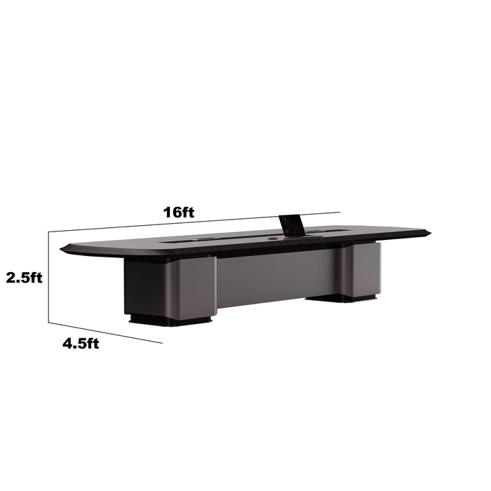 Arcadia High-end High Quality 16 to 22ft Metallic Sliver Conference Table for Meeting Rooms and Boardrooms with Charging
