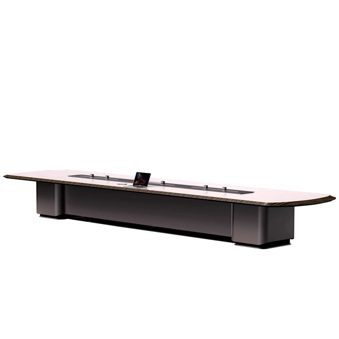 Arcadia High-end High Quality 16 to 22ft Metallic Sliver Conference Table for Meeting Rooms and Boardrooms with Charging