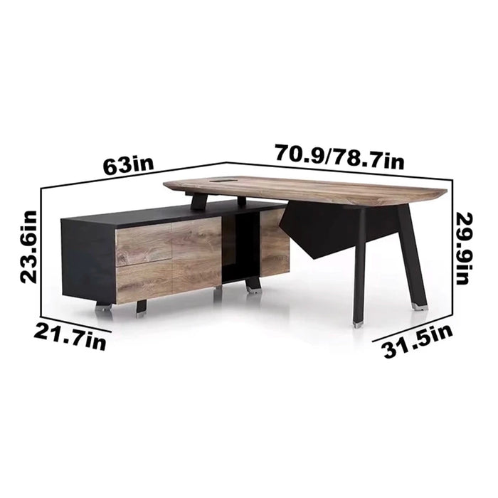 Genesis 71-79" L-shaped Executive Desk | AF Essence Tribeca WX-NW001