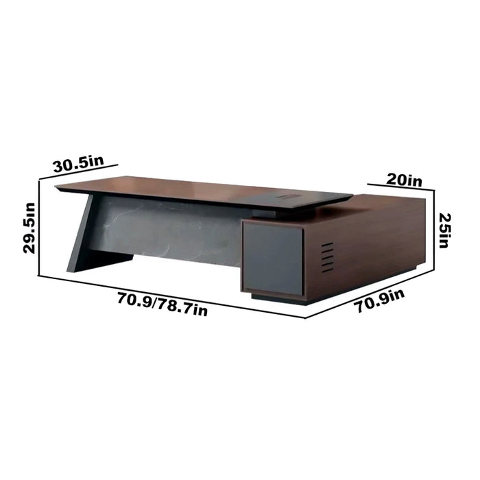 Gord 71-78" Brown L-shaped Executive Desk | AF Legend Hera JY-SYA04