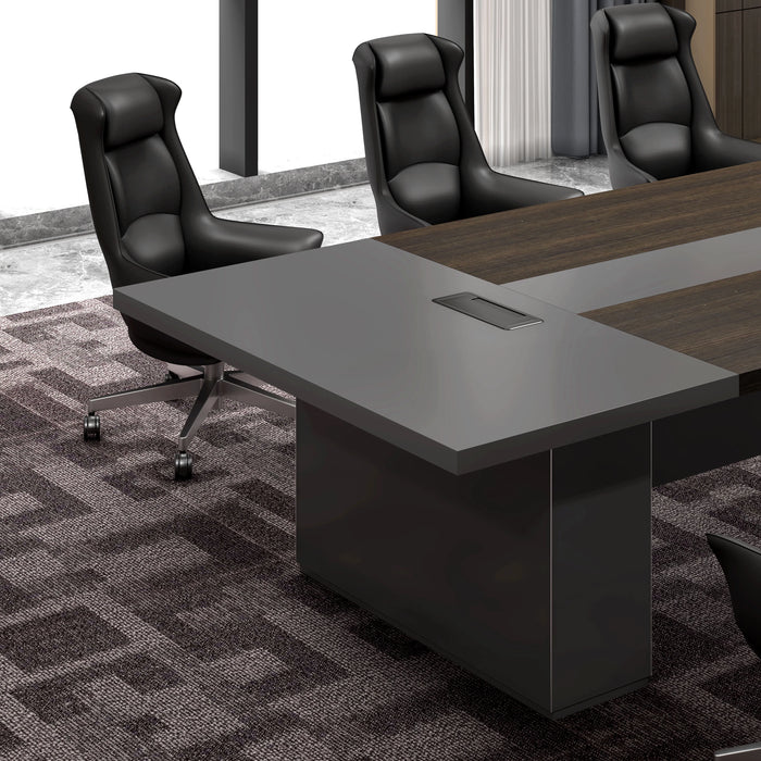 Arcadia 高端（8 至 20 英尺，可容纳 10 至 24 人）深灰色和棕色会议室会议桌