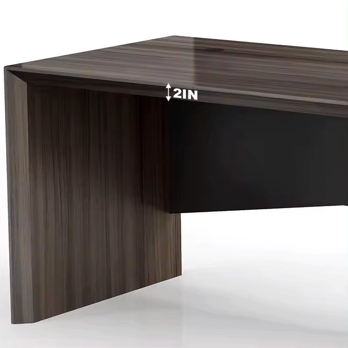 Arcadia Mid-sized Upscale Dark Brown Professional and Home L-shaped Executive Office Desk with Cabinets, Drawers, and Return Desk