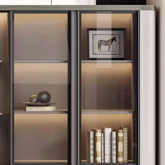 Arcadia High-end High quality Metallic Gray Office Residential and Commercial Shelving Wall Unit Library Wall Set | 5 Levels, 9 Shelves, 21 Compartments. 5 Drawers