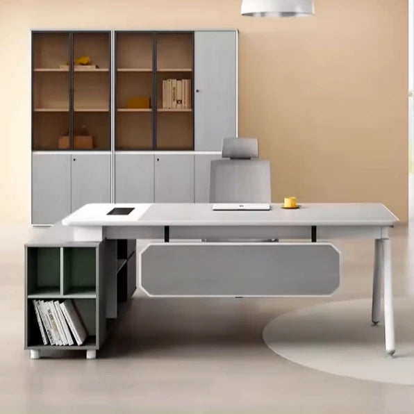 Sienna 63-71" Gray L-shaped Executive Desk | AF JY-SHA10