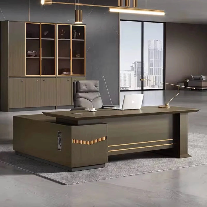 Sebastian 71-79" Brown L-shaped Executive Desk | AF JM-JB51