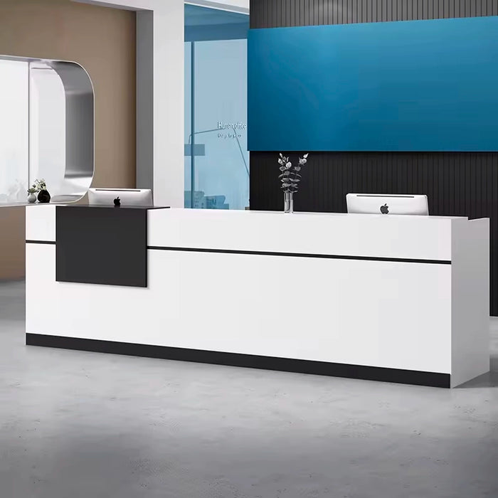 Arcadia Mid-sized High-end White and Black Front Reception Desk with Storage for Lobbies and Waiting Rooms