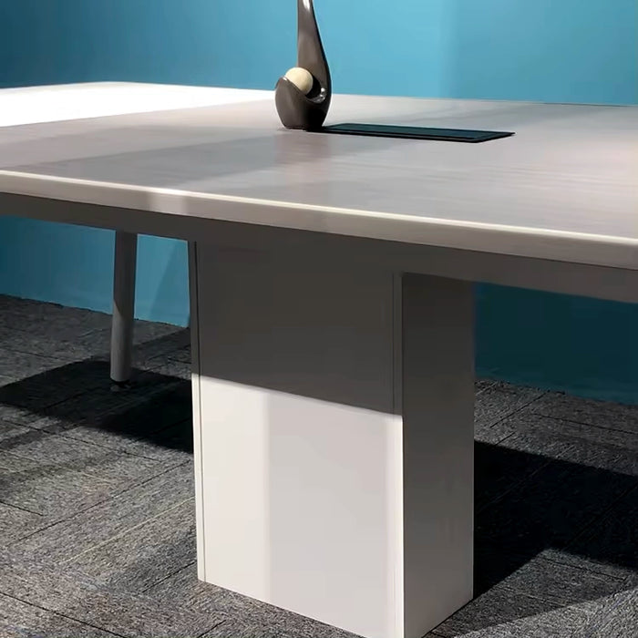 Arcadia 高端（8 至 9 英尺，可容纳 10 至 14 人）白色和灰色会议室会议桌