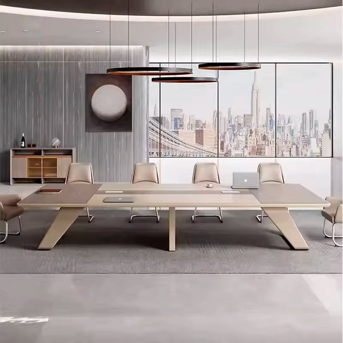 Arcadia Modern（7 至 18 英尺，可容纳 8 至 22 人）棕褐色会议室会议桌