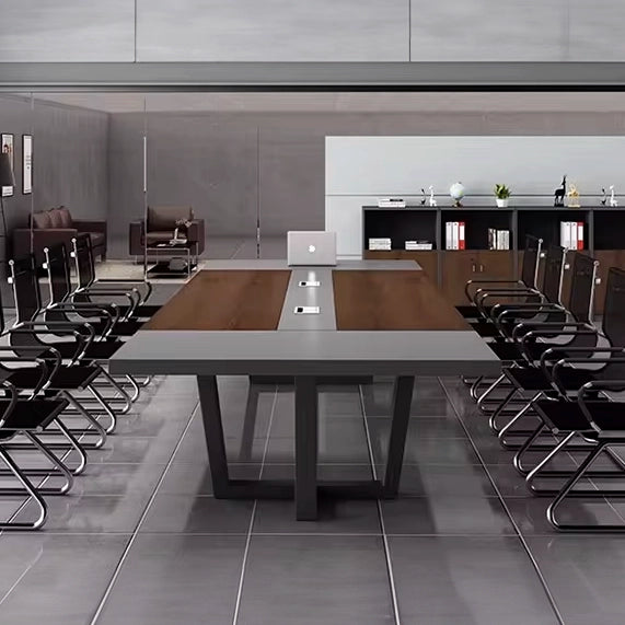 Mesa de conferencias Arcadia de alta gama (de 9 a 16 pies, con capacidad para 10 a 20 personas) marrón y gris para salas de reuniones