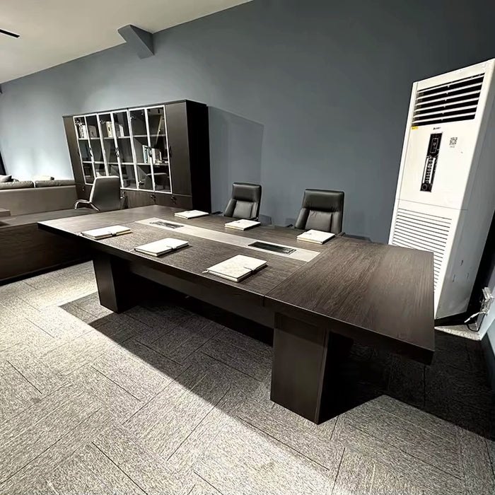 Mesa de conferencias Arcadia de alta gama (de 9 a 16 pies, con capacidad para 10 a 20 personas) en color marrón oscuro para salas de reuniones