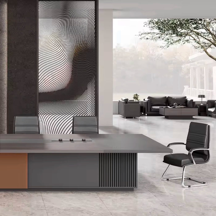Arcadia 高端（8 至 16 英尺，可容纳 10 至 20 人）深棕色和黑色会议室会议桌