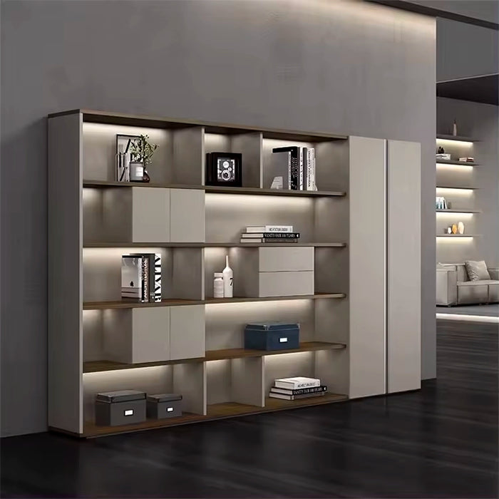 Arcadia High quality Beige Tan Home Office Residential and Commercial Shelving Wall Unit Library Wall Set with Wardrobe