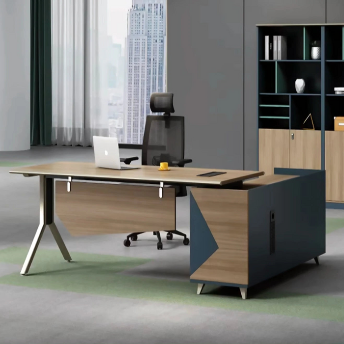 Jessie 63-79" Beige L-shaped Executive Desk | AF Legend Apollo JY-MYA02