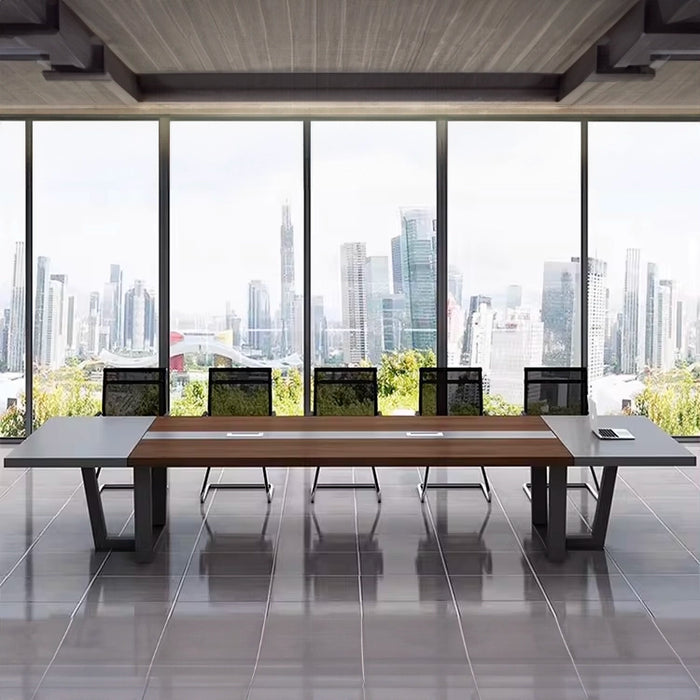 Arcadia 高端（9 至 16 英尺，可容纳 10 至 20 人）棕色和灰色会议室会议桌
