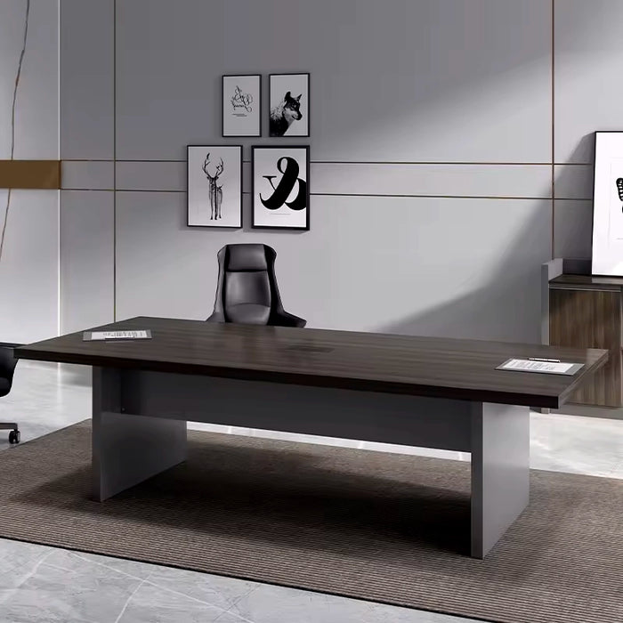 Arcadia 高端（8 至 20 英尺，可容纳 10 至 24 人）深灰色和棕色会议室会议桌