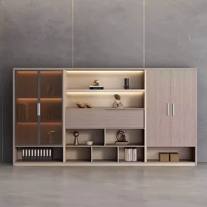 Arcadia High-end Beige Tan Home Office Residential and Commercial Shelving Wall Unit Library Wall Set