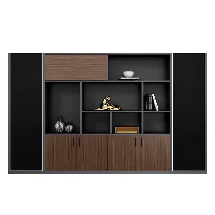 Arcadia Luxury Modern Brown and Black Home Office Residential and Commercial Shelving Wall Unit Library Wall Set
