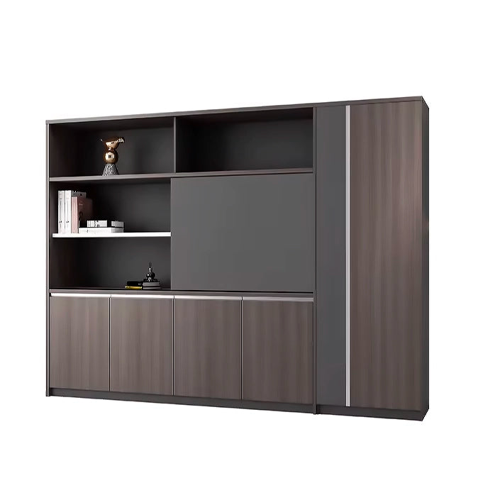 Arcadia High-end Oak Brown Home Office Residential and Commercial Shelving Wall Unit Library Wall Set | 4 Levels, 5 Shelves, 11 Compartments. 3 Different Sets