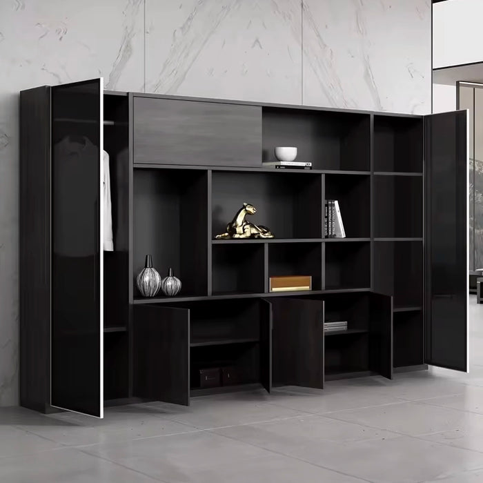 Arcadia Luxury Modern Brown and Black Home Office Residential and Commercial Shelving Wall Unit Library Wall Set