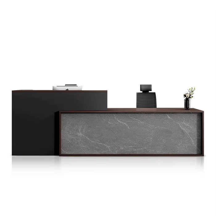 Vicente 79-110" Gray Rectangular Receptionist Desk with Gloss Finishing | AF JY-SYE01