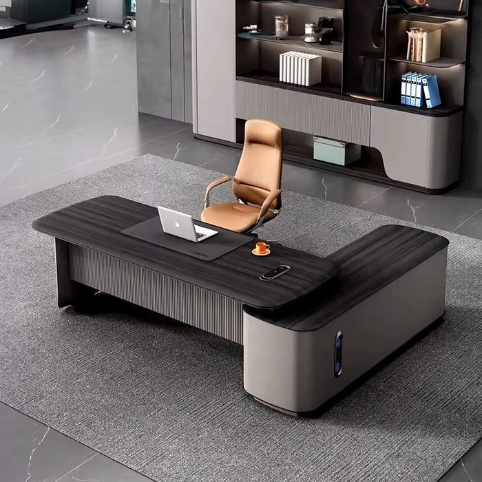 Dulce 87-102" Gray L-shaped Executive Desk | AF Merceli Gray YJ-T03